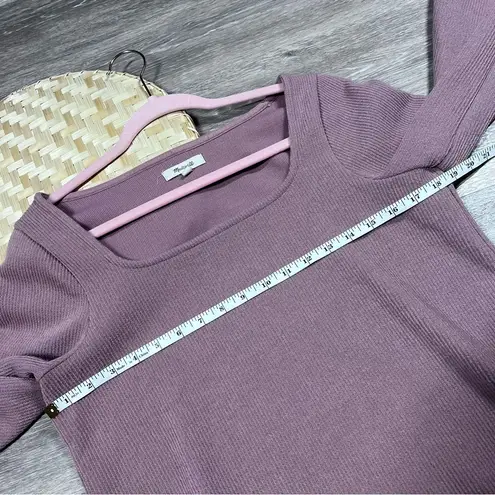 Madewell  ottoman ribbed square neck long sleeve top mauve pink