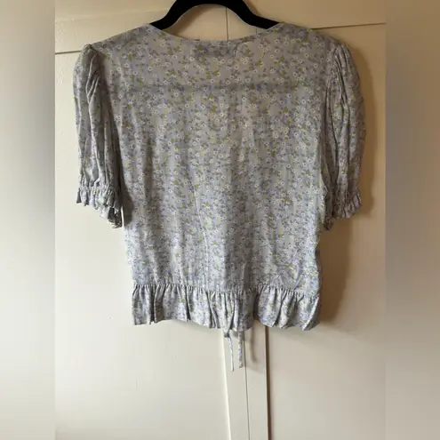 Sophie Rue Women’s NWOT Front Tie Puff Short Sleeve Floral Cottage Size S