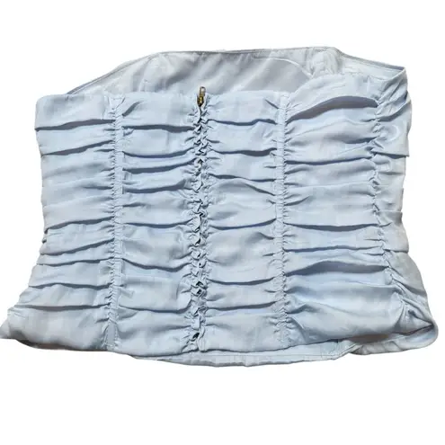 Sky To Moon Size L Ruffled Corset Top Pastel Blue Strapless Preppy European Blue Size L
