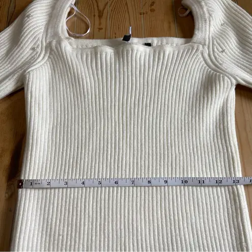 NWOT Lulus Gleaming Babe White Ribbed Knit Pearl Midi Sweater Dress Size XXL
