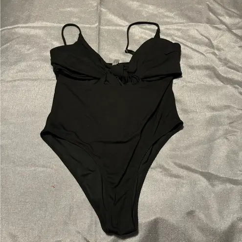 Elegant Black One Piece Swimsuit with High