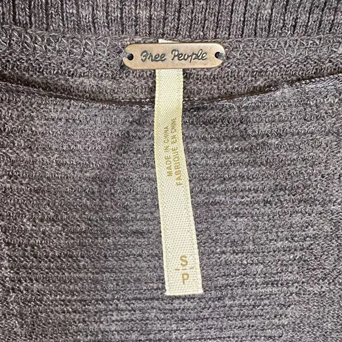 Free People  Lace Road Linen Blend Hi/Low Oversized Pullover Brown S