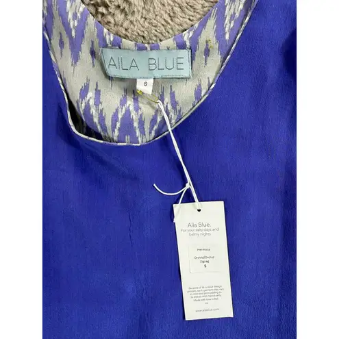 Aila Blue NWT Reversible Ikat Print Tank Top Blouse S Royal Blue Reversible