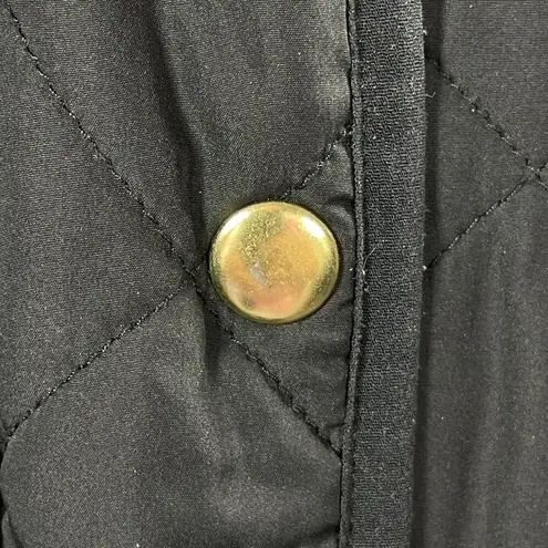 J. Crew Factory Quilted Jacket Black Gold Mock Neck Size XS (READ)