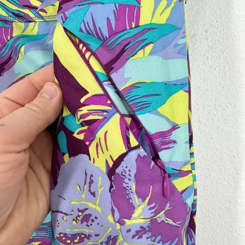 Title Nine Arabella Nimblene Halter Dress Purple Palm Trees Back Zip SUP Size 8