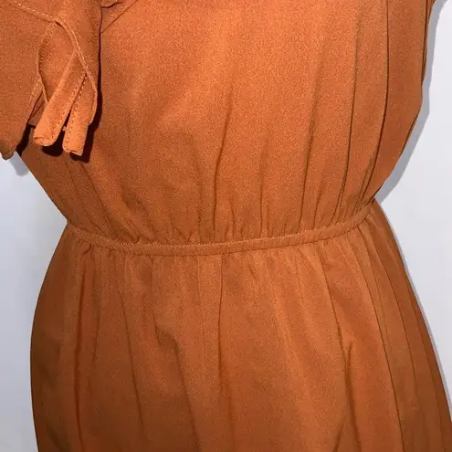YA Los Angeles Burnt Sienna Sleeveless Ruffle Top Tier Bottom Casual Dress M