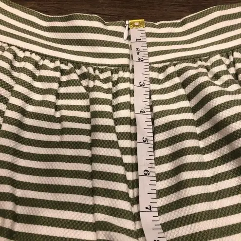 Pins & Needles Full Pleated Mini Skirt Pockets Ivory Green 2 Unlined Stripes Zip