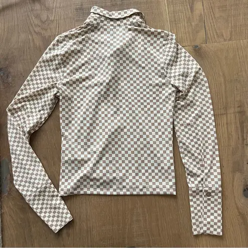 Abercrombie & Fitch  NEW NWOT Tan & White Checkerboard Top - Image 7