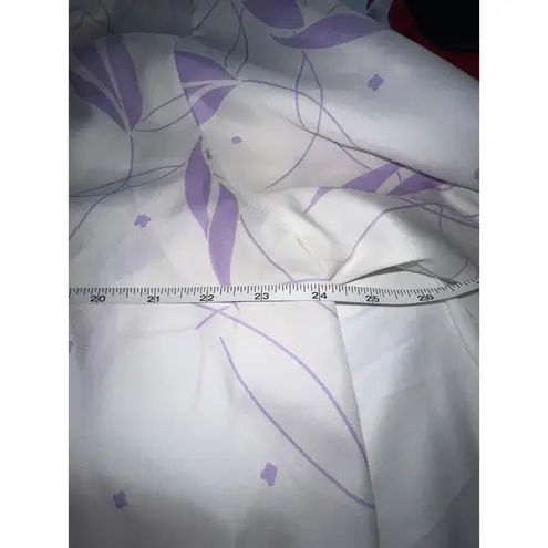 Square One 80s Vintage White Purple Abstract Button Up Top Made in USA size 38