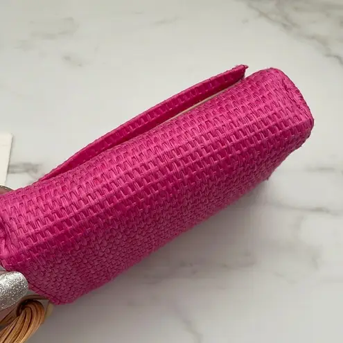 A New Day  Straw Pink Tan Striped Bracelet Pouch mini bag New