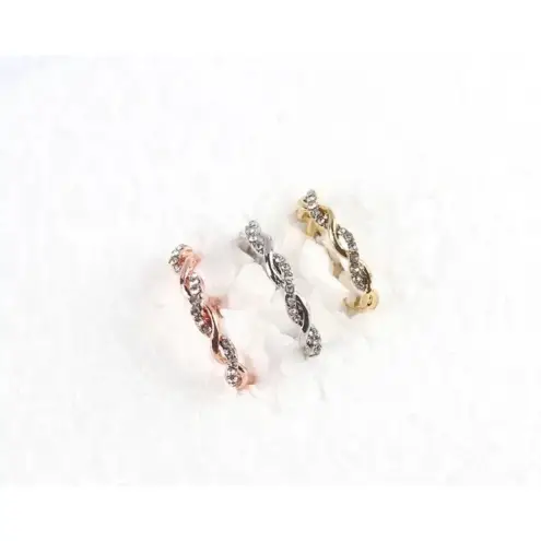 Boutique *NEW 14k‎ Gold Plated Sterling Simulated Diamond Eternity Band Ring, Size 7.5