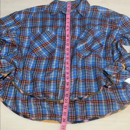 BDG  Blue and Orange Oversized Polo Collar Button Down Shirt sizeXS.       ordrA3