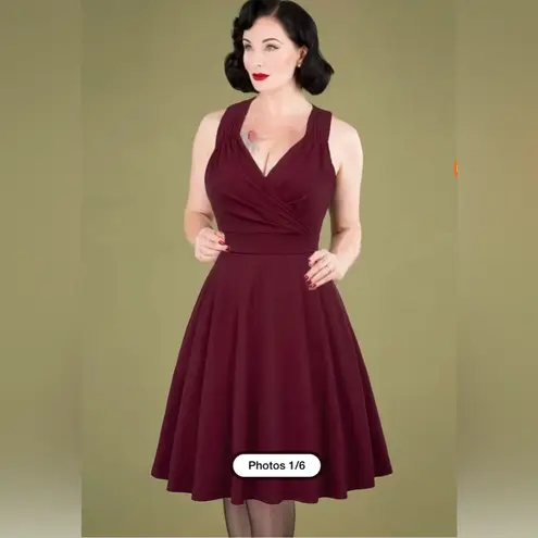 Grace Karin Women Fuchsia V-Neck 1950s Inspired Lined A-Line Dress Sz S No Belt