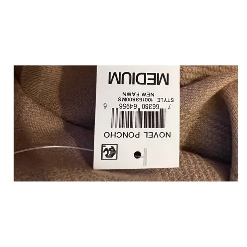 Womens Poncho Wrap Size M Alfani Novel Beige Open Shawl Cardigan Relaxed Fit NWT Tan Size M