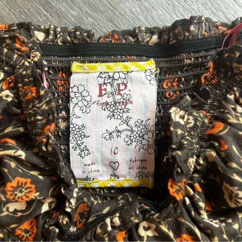 Free People  Ruched Strapless Mini Sundress Brown Orange Size 10 (*see notes)