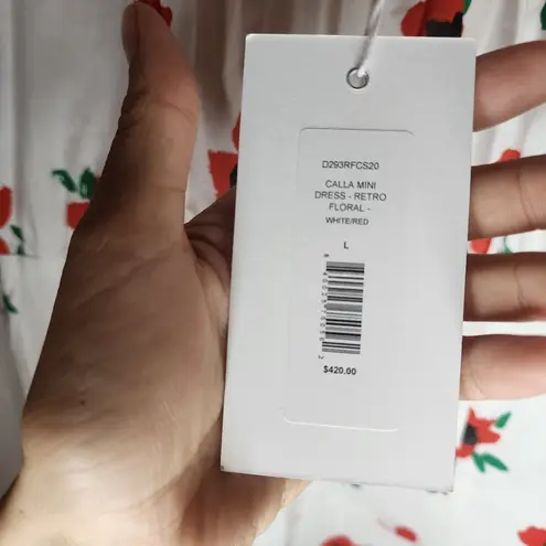 NWT CAROLINE CONSTAS Calla Off Shoulder Floral Mini Dress Red Size L