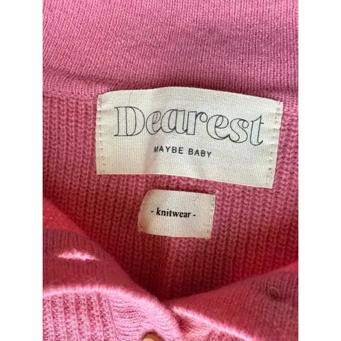 Dearest Maybe Baby Ribbed Polo Sweater in Pin Size Medium Pink