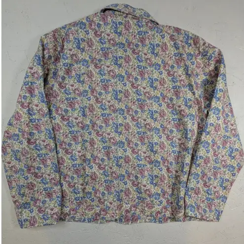 VTG Floral Cotton Pant Suit Set Button Up Top & Pants – Women's M Yellow Size M - Image 7