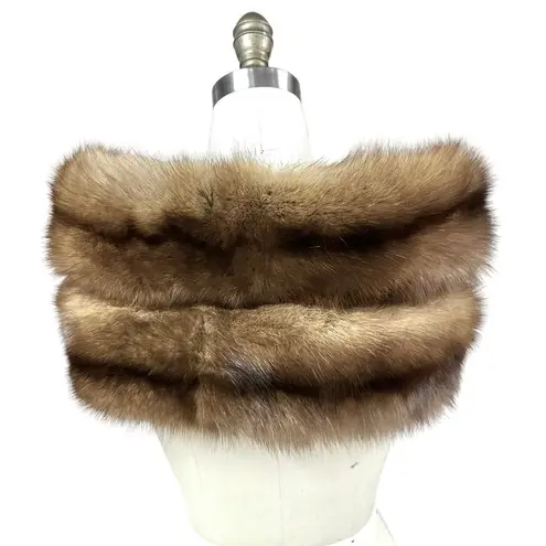 Authentic Russian Sable Fur Stole+ Matching Pillbox Hat VTG 50s Brown Mob Wife