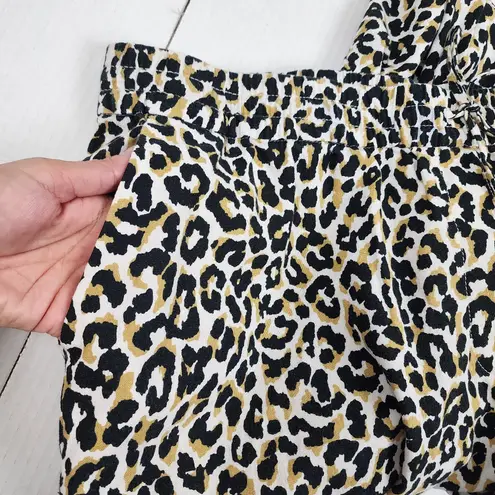 J.Crew Leopard Linen Cotton Drawstring Pants Ankle Pull On Pockets Size 22 Black