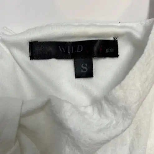 Wild Girls Tie Front Puff Sleeve Mini Dress in White