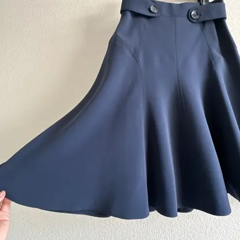 Karen Millen Navy Blue A-Line Flared Skirt US 6 | Button Waist Detail | Elegant