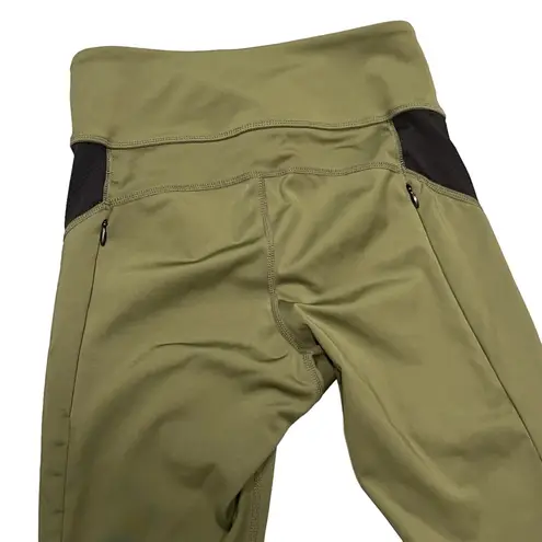 1st Phorm Olive Green & Black Colorblock Mesh Cutout Leggings Pants size XS