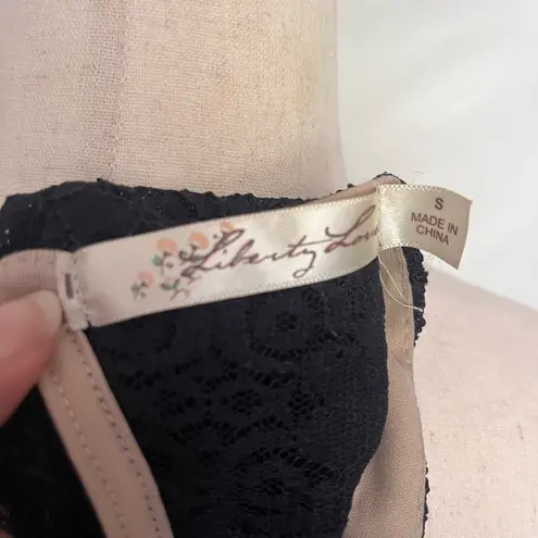 Liberty Love Illusion Bodycon Lace Dress Sz S Y2K Lace Party Holiday Black FLAW