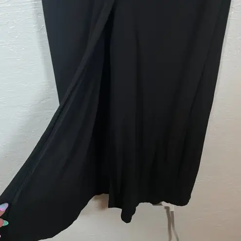 Wilfred Aritzia Women S Black Midi Shirt Dress Button Front Short Sleeve Grunge