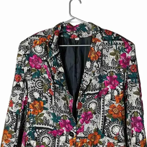 Vintage Floral Print Lightweight Blazer Size Large Pink