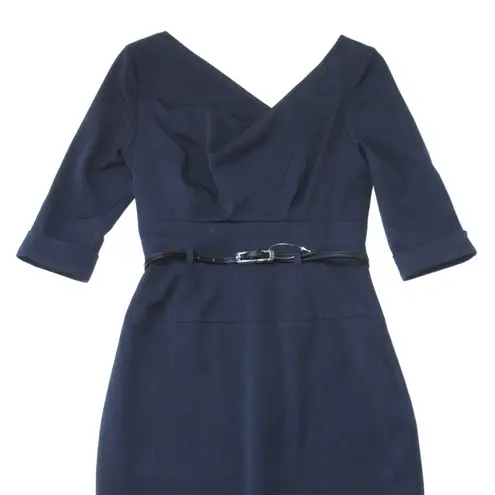 Black Halo NWT Jackie O in Eclipse Stretch Gabardine Belted Sheath Dress 2 $390