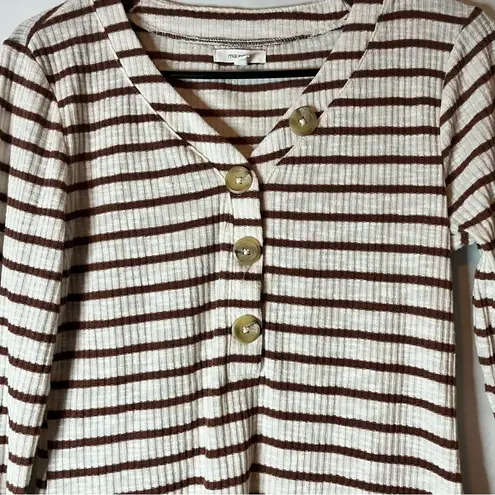 Maurice's  Button Down Striped Top - Cream and Brown