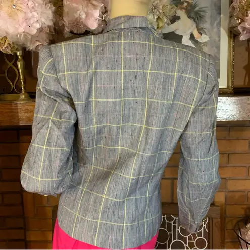 VINTAGE 1980'S KASPER ASL BLUE, PINK, YELLOW AND WHITE STRIPE BLAZER (4) Blue