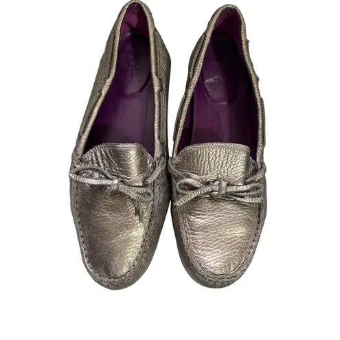 Boden Metallic Bronze Leather Loafers Women's Slip On Driving 40 Brown Size 8.5