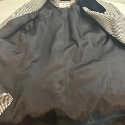 Vintage Evan Picone Houndstooth Skirt Suit Set Black Velvet Collar Womens 10 USA