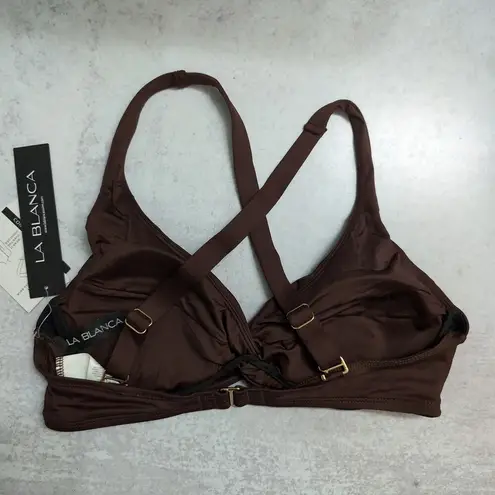 La Blanca Java (Brown) Island Goddess Underwire Twist Front Bra Top Size 10 New