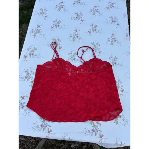 Vintage 90s Inner Most sheer babydoll Red lingerie top size large Valentines