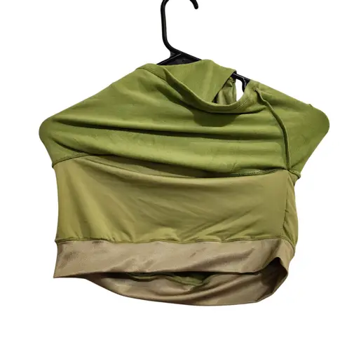 Klassy Network Green High Neck Built-in Bra Top Racerback Brami Crop Tank Medium