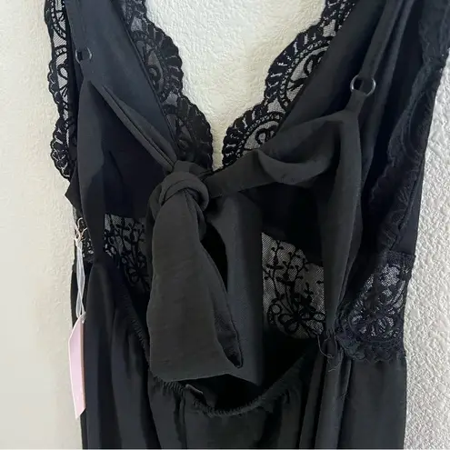 NWT Blashe Black Romper Lace Midriff Wide Leg Small