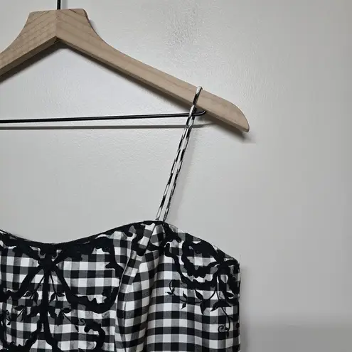 Marisa Baratelli Womens 100% Thai Silk Gingham Bustier Corset Boned In Sz 10 VTG