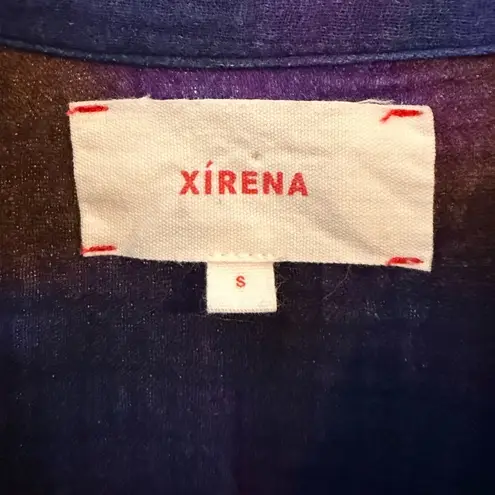 XIRENA Persephone Long Sleeve Midi Dress in Celestial Blue Multi Size Small Purple