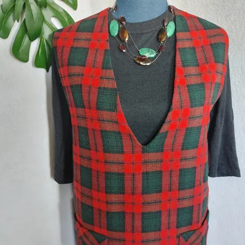 Sag Harbor Red Plaid Tartan Jumper Wool Dress