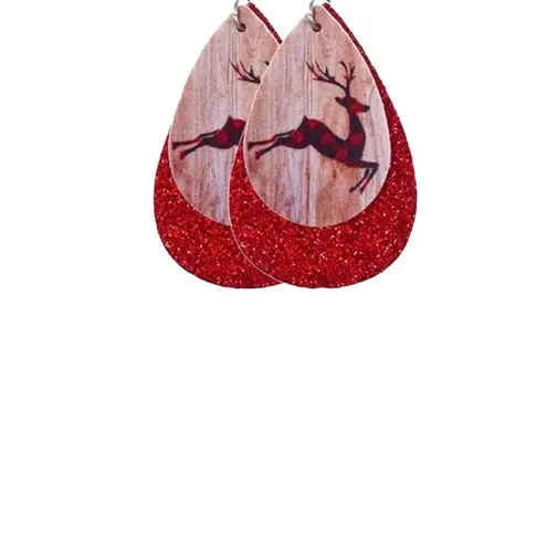 NWT Plaid Reindeer Christmas Earrings