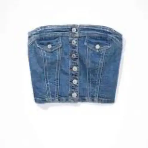 American Eagle  denim crop strapless corset tube top bustier size small NEW