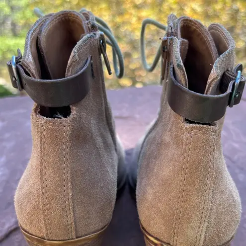 Lucky Brand  Size 8.5/38.5 ECHO Tan Brown Lace-Up Suede Leather Heeled Boots