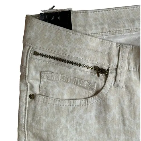 Lee NEW Womens  Gold Label White Animal Print Skinny Zipper Ankle Jeans Stretch 8