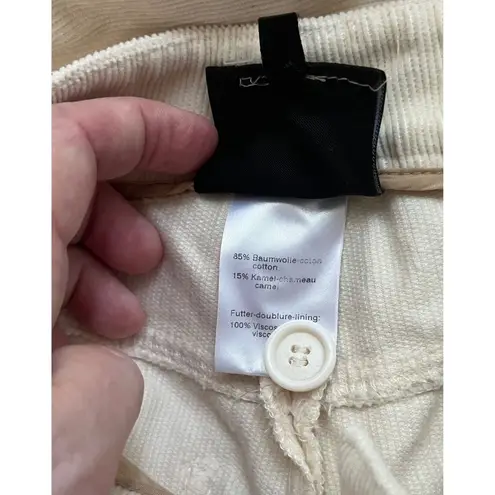 Akris $895 VTG NWT 2 Corduroy Pants Cotton Camel Wool High Waist Trousers Ivory