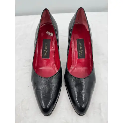 Sesto Meucci OLE Black Leather Pumps Made in Spain Leather Sole Luxury 6.5M