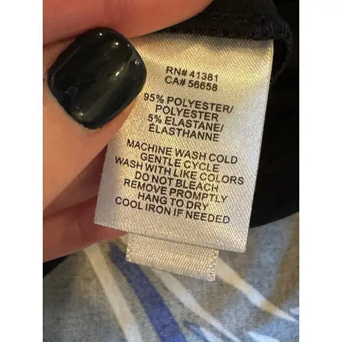 Ralph Lauren Lauren Dress Women 4 Black Floral Print Jersey Knit Shift Mini