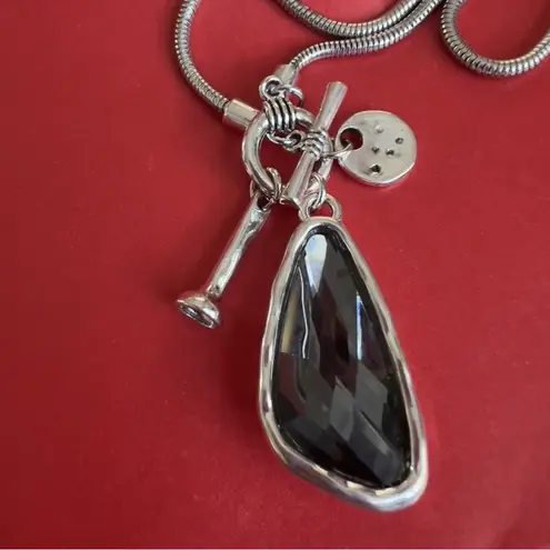 Silver 36" Long Faced Cristal Sweater
Necklace Black